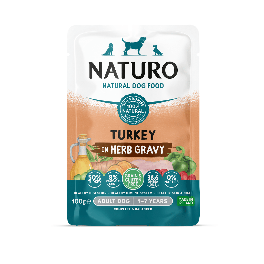 Adult Dog Turkey in Herb Gravy - Grain & Gluten Free Dog Food | 100g Pouches x 12