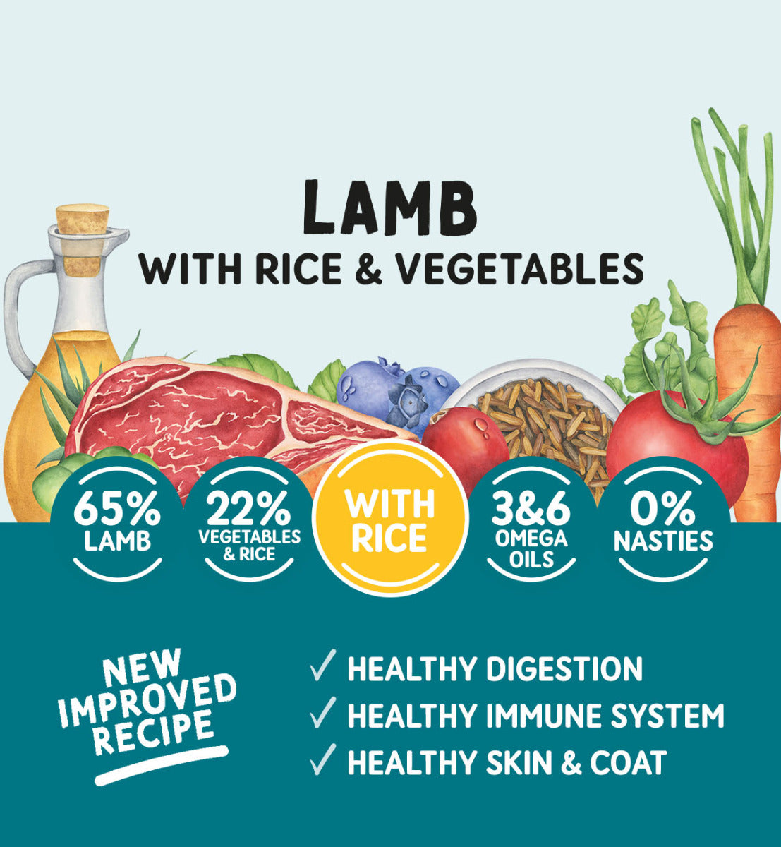 Adult Dog Lamb with Rice and Vegetables - Wet Dog Food | 400g Trays  x 7