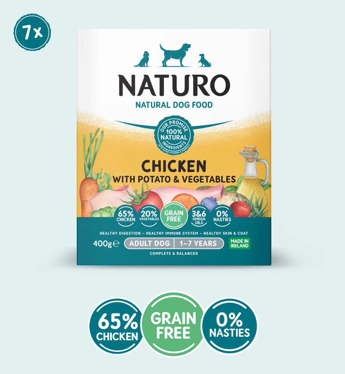 Adult Dog Chicken with Potato and Vegetables - Grain Free Dog Food | 400g Trays x 7
