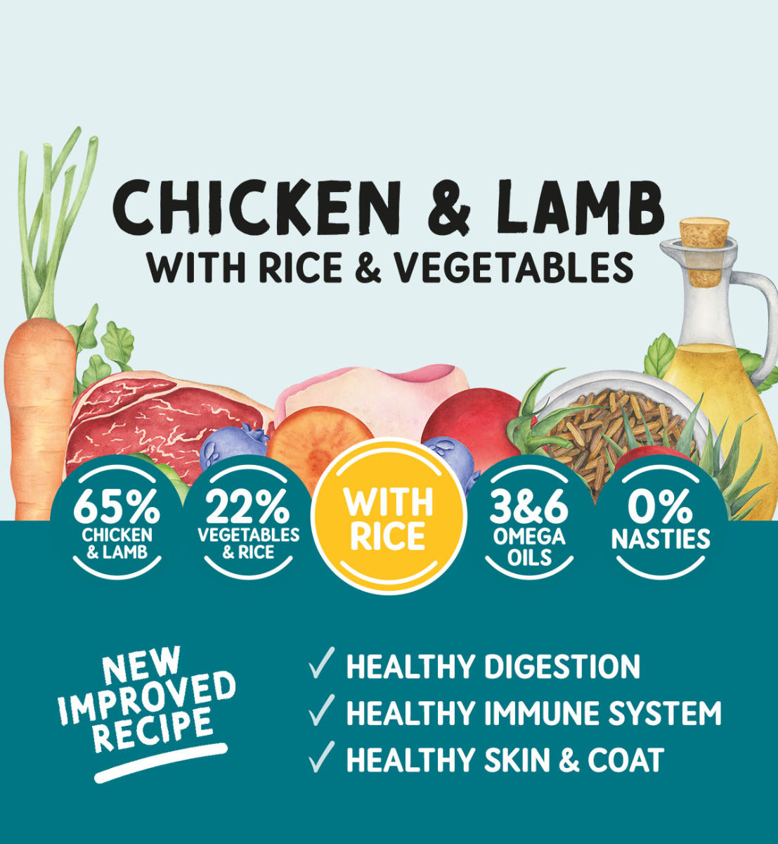 Adult Dog Chicken and Lamb with Rice and Vegetables - Wet Dog Food | 400g Trays x 7