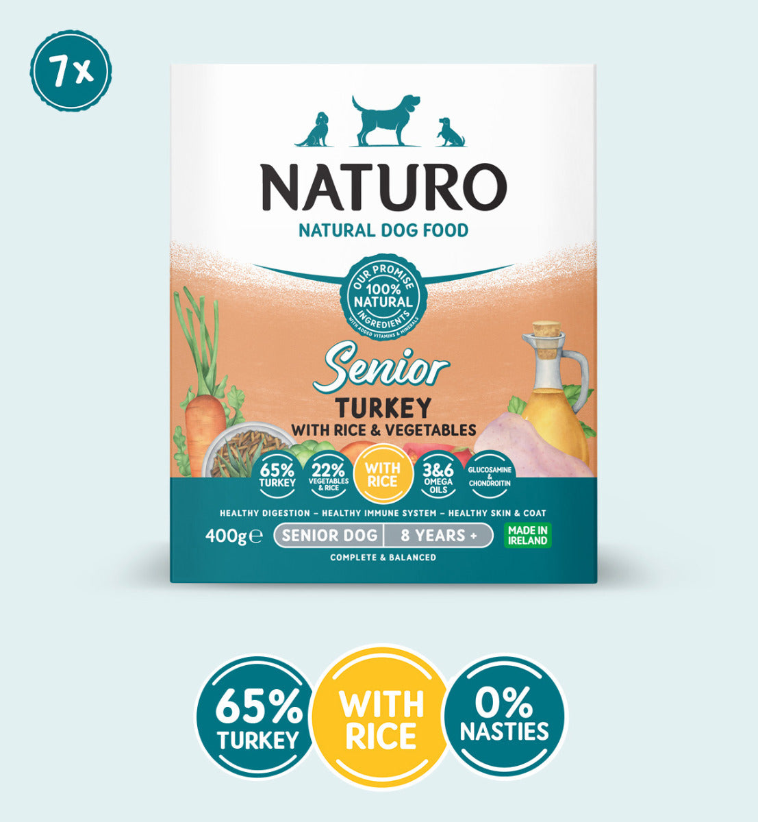 Senior Dog Turkey with Rice and Vegetables - Wet Dog Food | 400g Trays  x 7