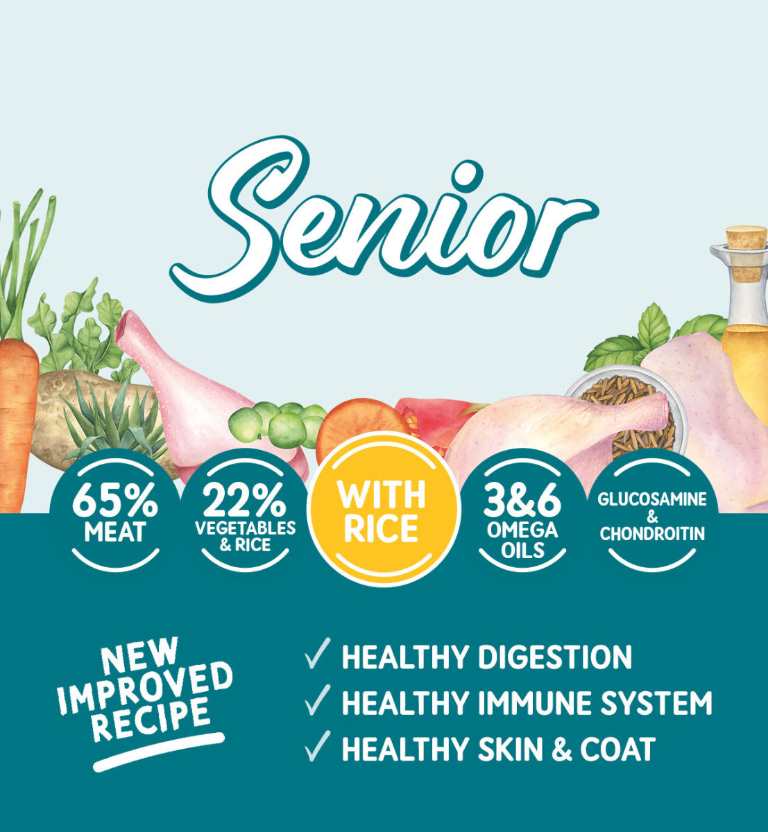 Senior Dog with Rice Variety Pack - Wet Dog Food | 400g Trays x 18