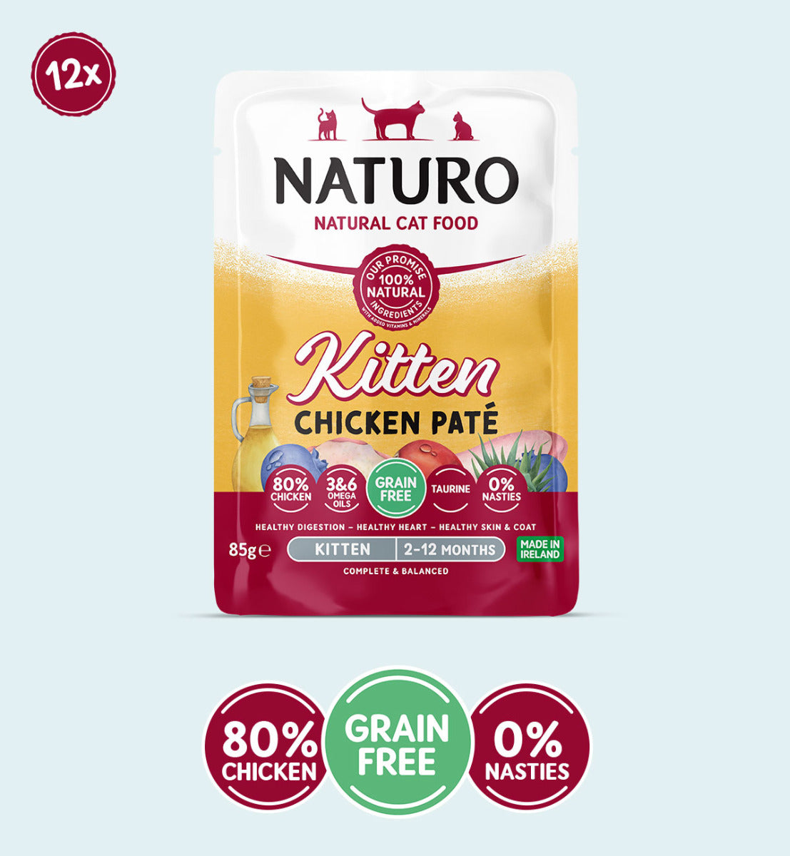 Kitten Chicken Pate - Grain Free Cat Food | 85g Pouches x 12