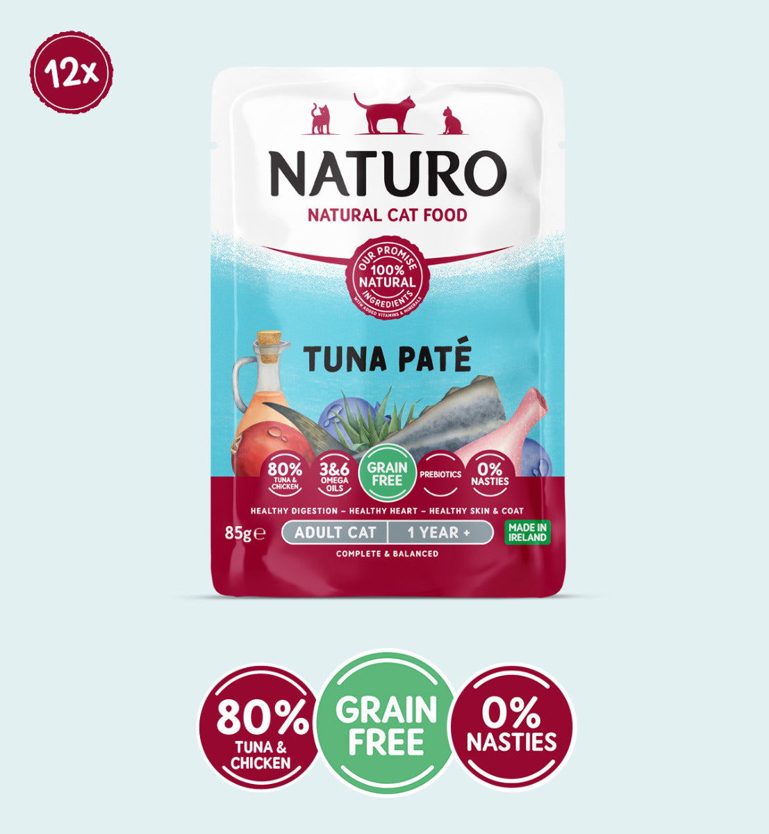 Adult Cat Tuna Pate - Grain Free Cat Food | 85g Pouches x 12