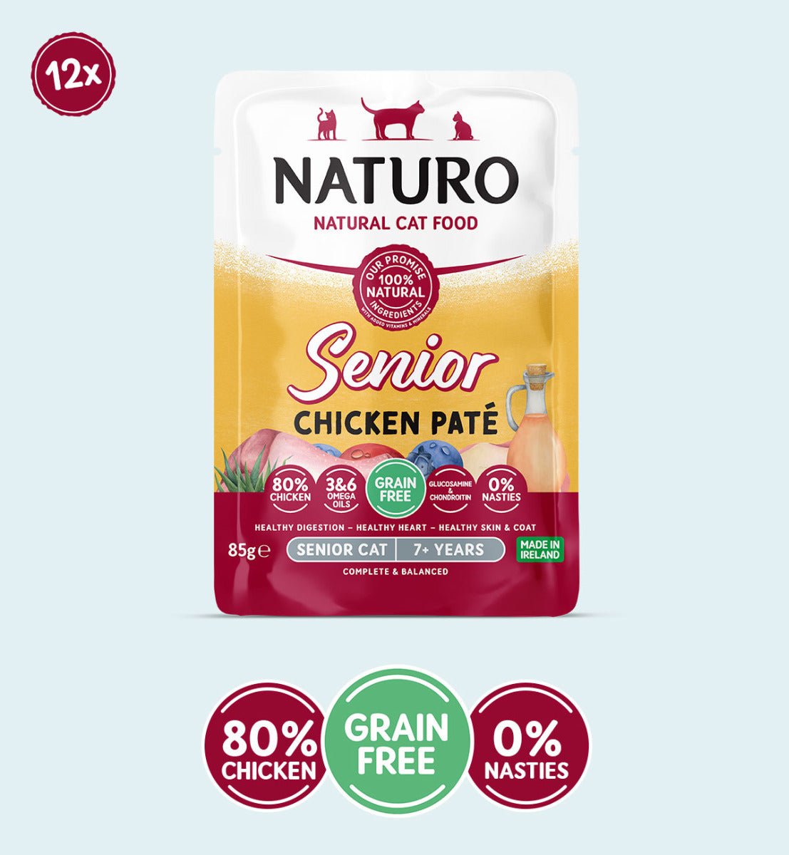 Senior Cat Chicken Pate - Grain Free Cat Food | 85g Pouches  x 12