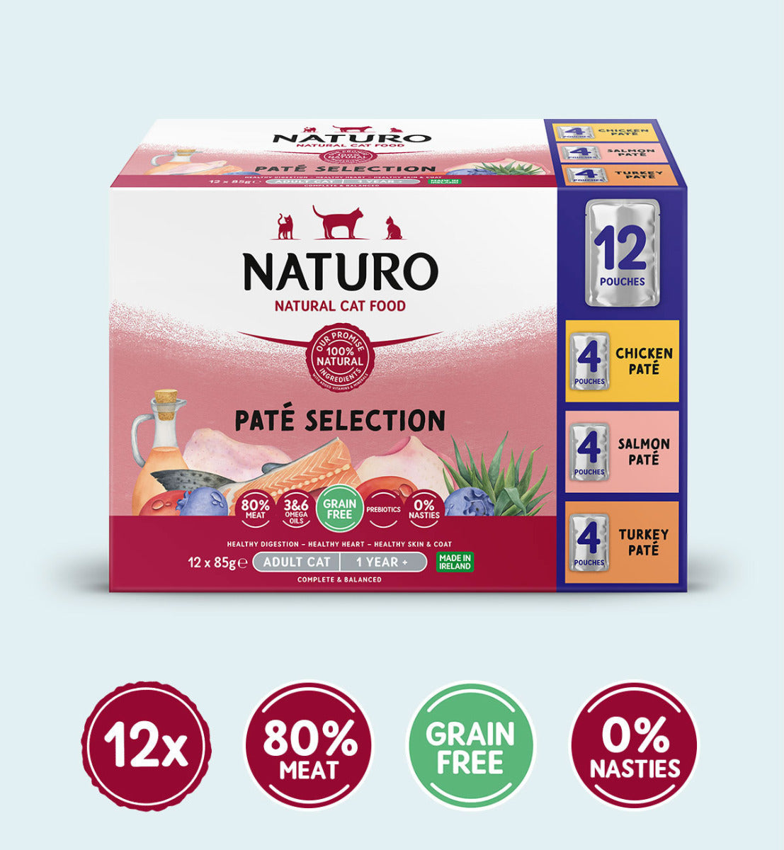 Adult Cat Pate Selection - Grain Free Cat Food | 85g Pouches x 12