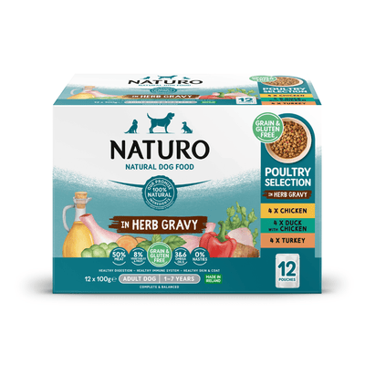 Adult Poultry Selection in Herb Gravy -  Grain & Gluten Free Dog Food | 100g Pouches x 12