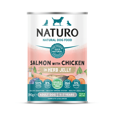 Adult Dog Salmon with Chicken in a Herb Jelly - Grain & Gluten Free Dog Food | 390g  Cans x 12