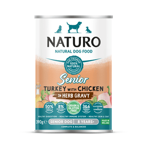 Senior Dog Turkey with Chicken in a Herb Gravy - Grain & Gluten Free Dog Food | 390g Cans x 12