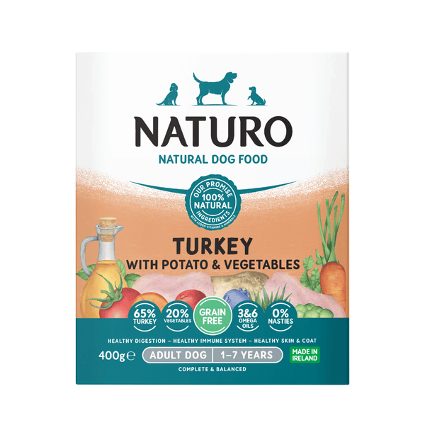 Adult Dog Turkey with Potato and Vegetables - Grain Free Dog Food | 400g Trays x 7