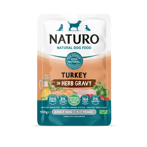Adult Dog Turkey in Herb Gravy - Grain & Gluten Free Dog Food | 100g Pouches x 12