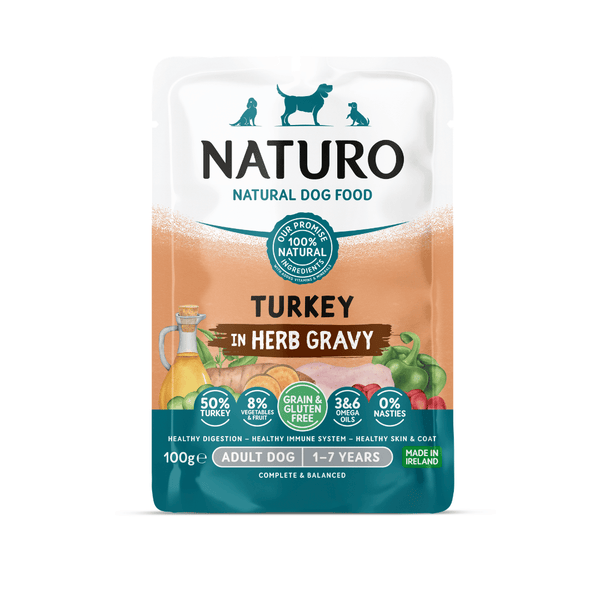 Adult Dog Turkey in Herb Gravy - Grain & Gluten Free Dog Food | 100g Pouches x 12