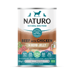 Adult Dog Beef with Chicken in a Herb Jelly - Grain & Gluten Free Dog Food | 390g Cans x 12