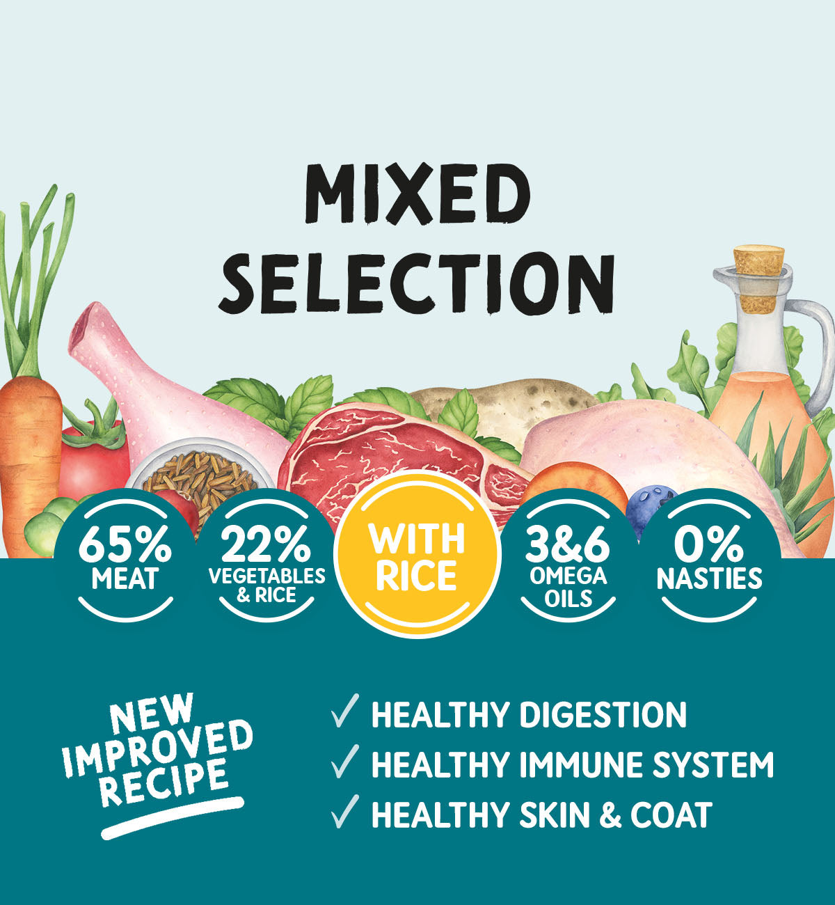 Adult Dog Mixed Selection with Rice Variety Pack Trays 400g x 12