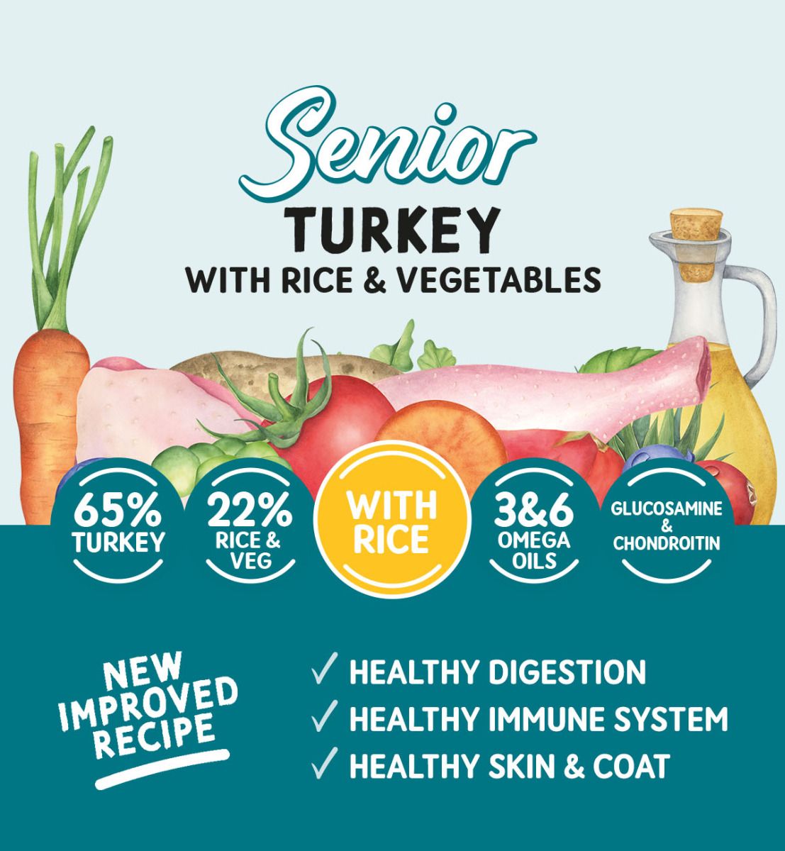 Senior Dog Turkey & Rice with Vegetables Pouches 150g x 8