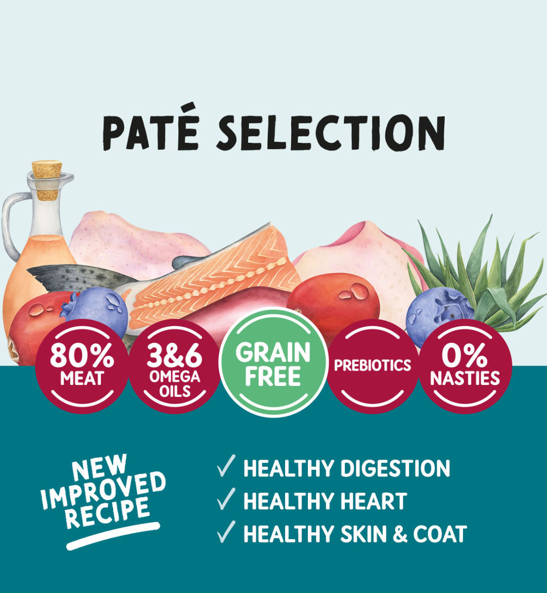 Adult Cat Grain Free Pate Selection Pouches 85g x 12
