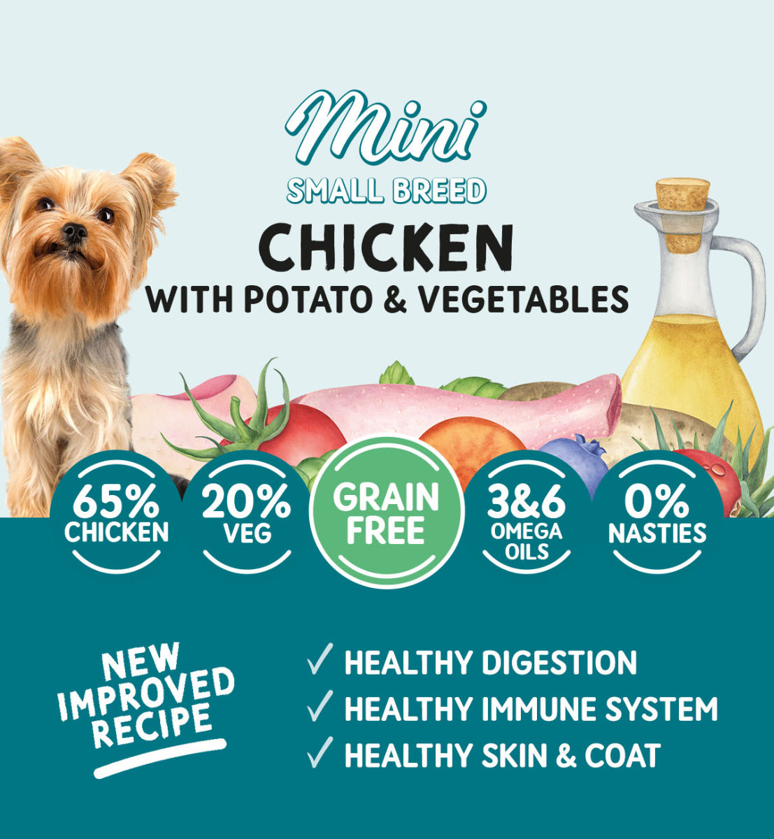 Adult Mini Dog Grain Free Chicken with Potato and Vegetables Pouches 150g x 8