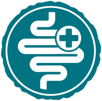 Teal icon with a white icon displaying digestive health