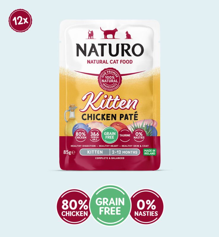 Naturo Cat Grain Free Kitten Chicken Paté Pouch 85g x 12